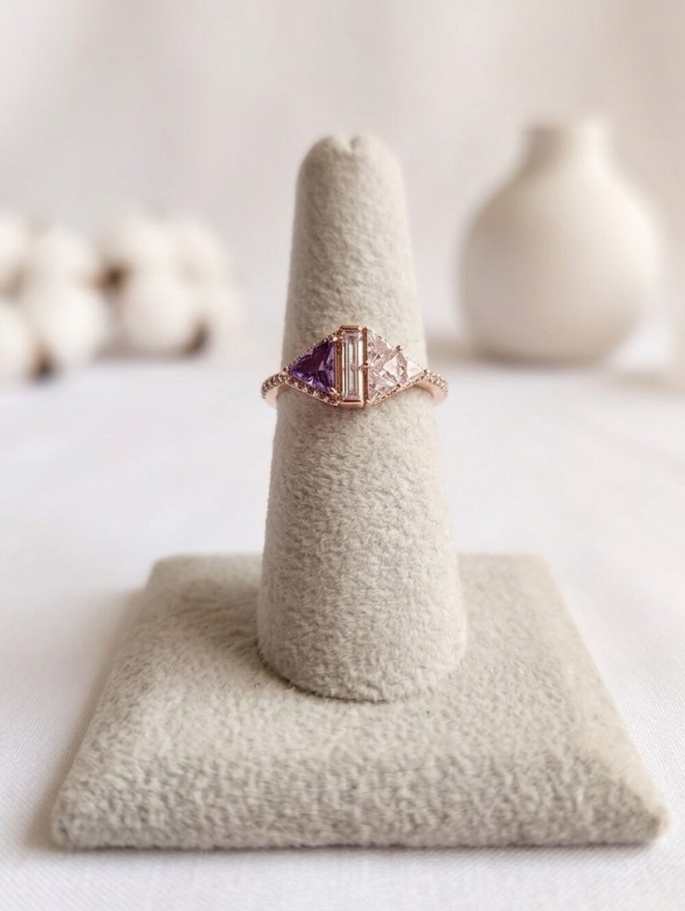 Dark Amethyst Cubic Zirconia Rose Gold Plating Size 7